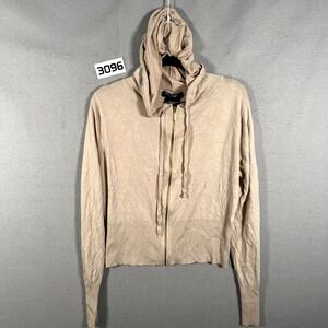 Love & Whimsy Los Angeles Hoodie Sweater Womens XL Beige Viscose Full Zip Ribbed